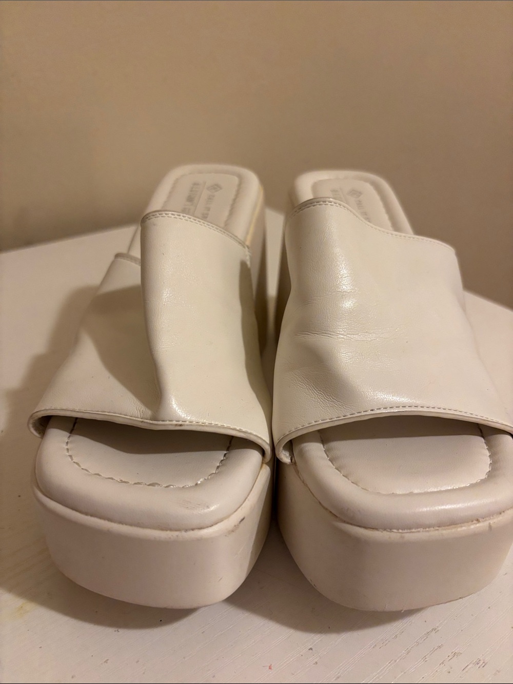 Call It Spring White Platform Slide Wedges - Picture 2 of 4